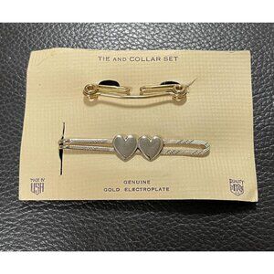1940s Tie and Collar Set by EHM Genuine Gold Electroplate Engravable-WWII NOS